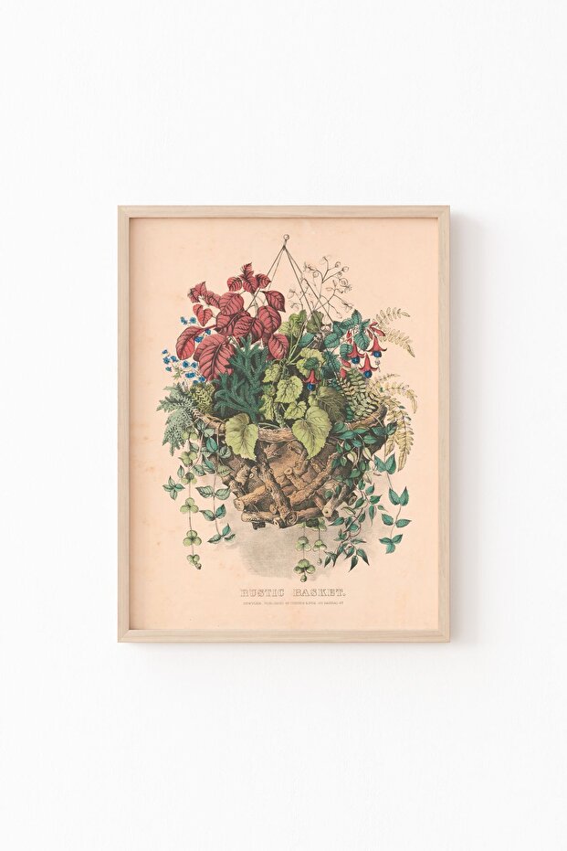 Rustic Basket - Wood Patterned Frame - 1
