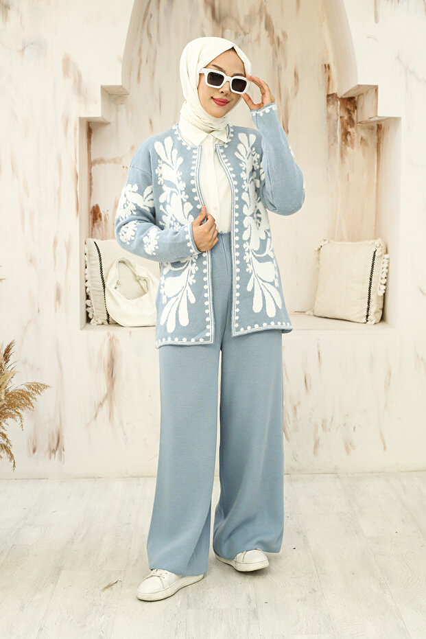 Knitwear Double Set - Authentic Patterned Jacket - 2