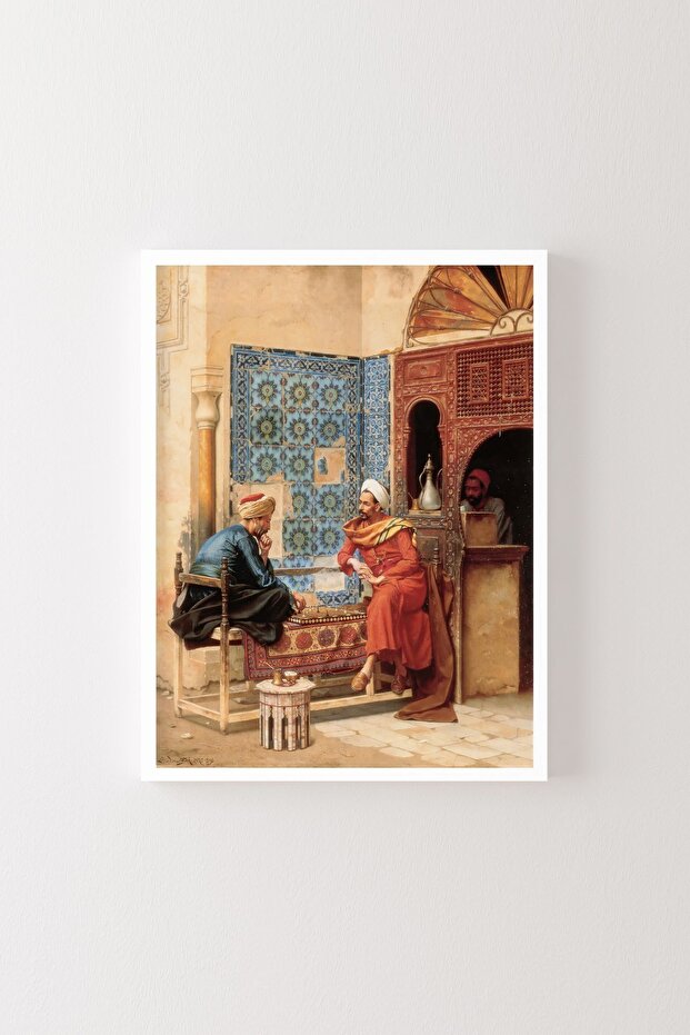 رجلان يلعبان الشطرنج - إطار أبيض