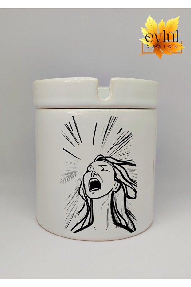 Screaming Woman Special Design Printed Ceramic Ashtray Odorless Plate