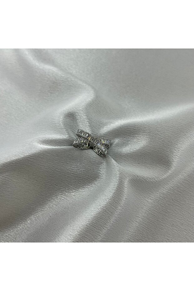 خاتم فولاذي قابل للتعديل - فضي وحجر الزركون - 3