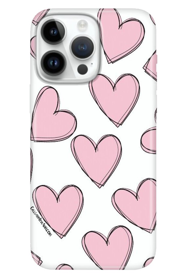 Case for iPhone 16 Pro Max Case Phone Case 16 Pro Max Printed Pink Striped Hearts