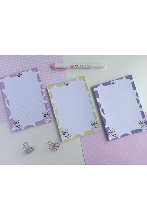 Renkli Inek Set Memopad/notepad/defter - 2