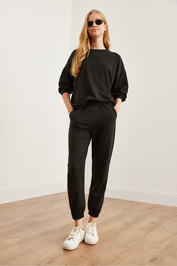 Kadın Siyah Basic Eşofman Takımı ETKM-0000069 - 3