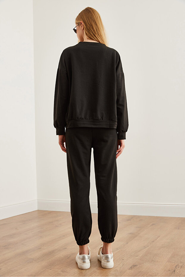 Kadın Siyah Basic Eşofman Takımı ETKM-0000069 - 5