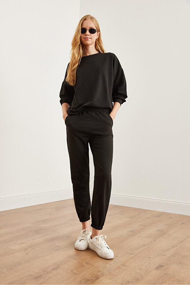 Kadın Siyah Basic Eşofman Takımı ETKM-0000069 - 2