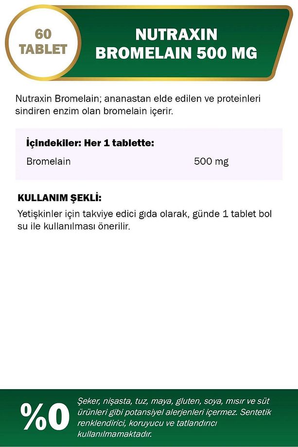 B1, B2, B3, B5, B6, B12 Içeren B Vitamin Complex 60 Tablet + Bromelain Ananas 60 Kapsül - 3
