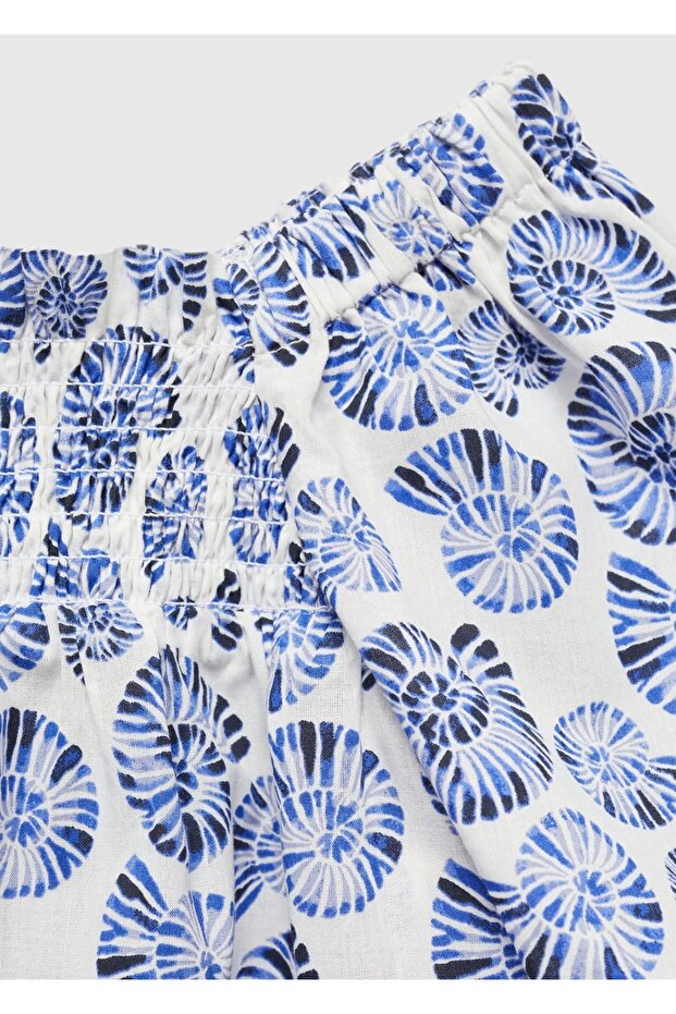 Geraffte, gemusterte Bluse - 3