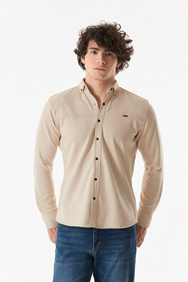 Suede Embroidered Snap Shirt
