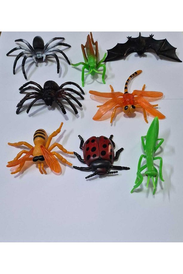 Böcek Çekirge Arı Yarasa Örümcek Uğur Böceği Peygamberdevesi Tarantula Oyuncak Büyük Hayvan 8 Set - 4