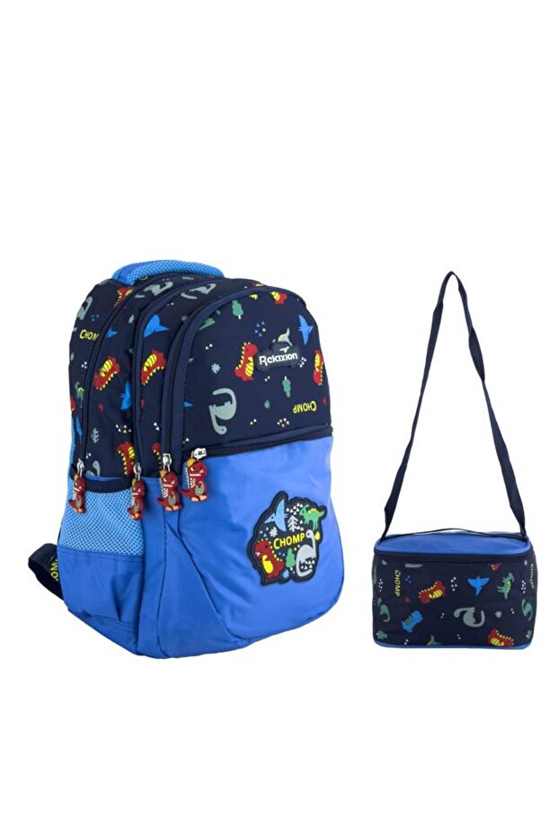 Dinosaur Blue 1350 - Primary School Feeding Bag