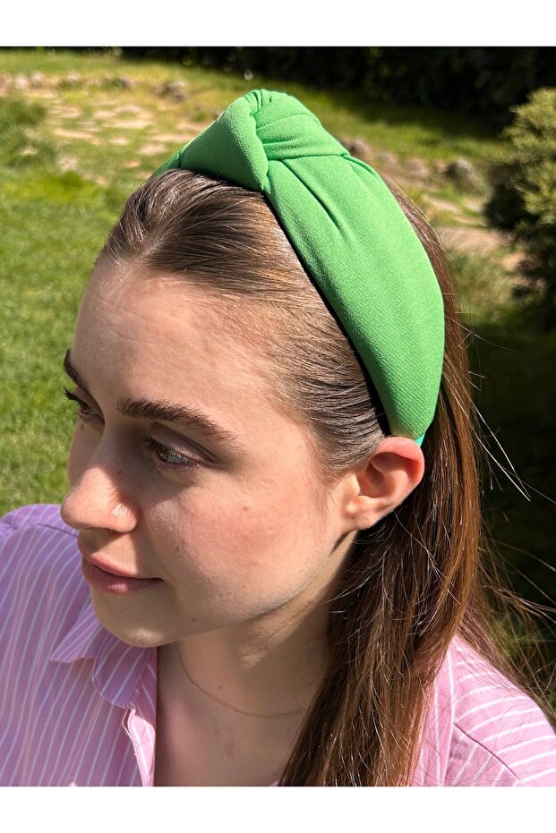 Bym337 Fabric Knotted Crown Soft Green Hair Accessory Daily Women's Hair Crown