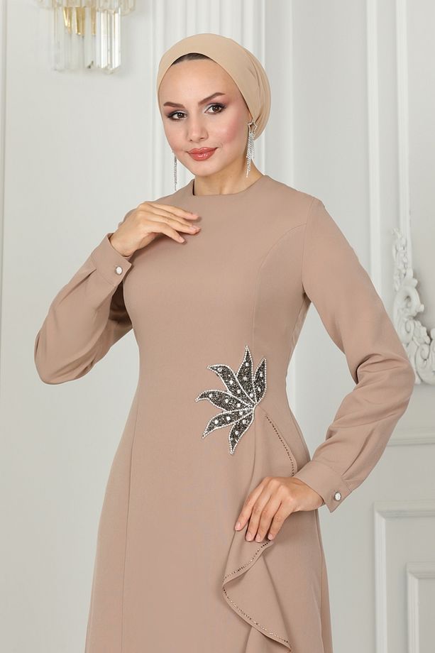 Taş İşlemeli Fırfırlı Abiye 6882MDH809 Vizyon - 3