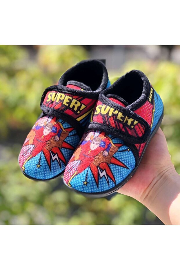 Ortapedik Çocuk Panduf Kreş Ev Okul Ayakkabısı Yumuşak Kaydırmaz Taban Cırt Cırtlı Kreş Ayakkabısı - 4