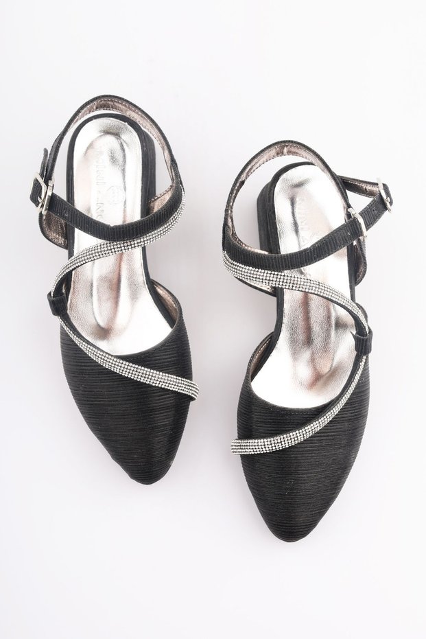 Girl's evening dress shoes, children's evening dress high-heeled shoes, girl's stone detailed high-heeled comfortable shoes.