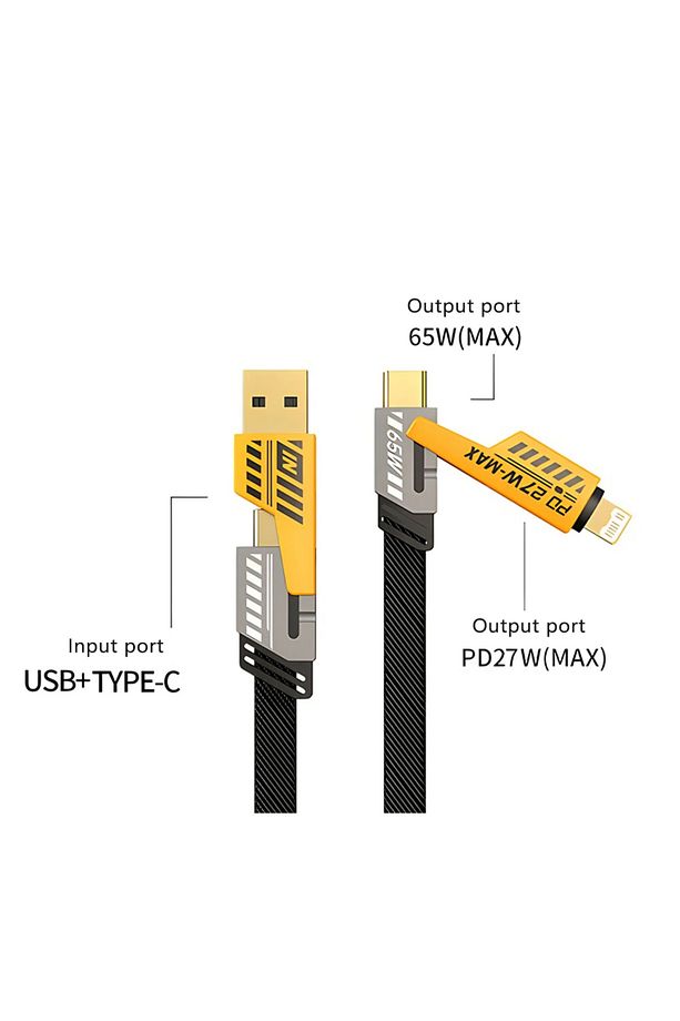 65w 4 In 1 Naylon Örgülü Pd Hızlı Şarj Kablosu Iphone Android Uyumlu Kablo - 5