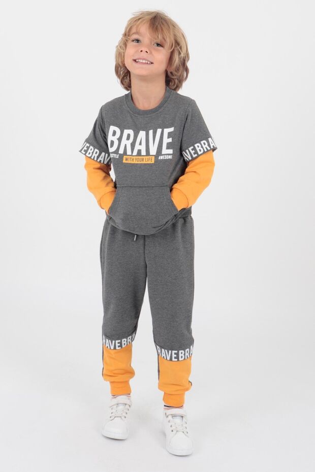 Erkek Çocuk Brave Baskılı Trend Eşofman Takımı Ak2231 - 3