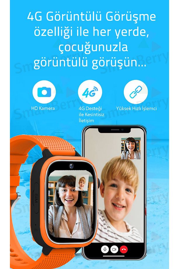 Z51 Görüntülü Görüşme Gps Wıfı Net Konum Gizli Dinleme Akıllı Çocuk Takip Saati Sim Kartlı - Siyah - 5