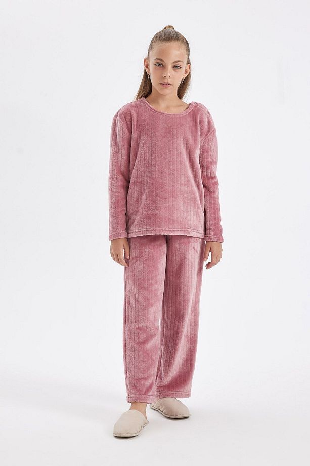 Kız Çocuk Pijama Takımı Polar Uzun Kollu Üst Uzun Alt D1088a824wn - 1