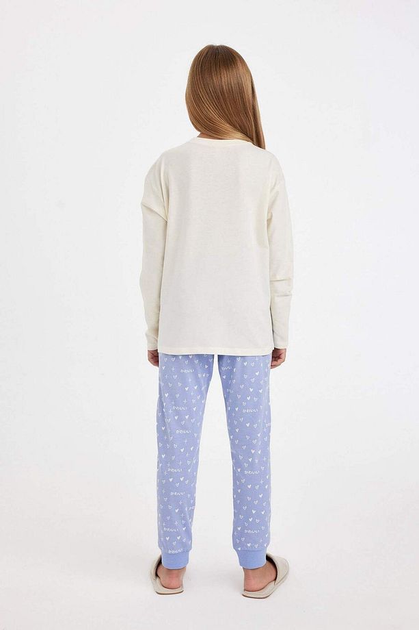 Kız Çocuk Pijama Takımı Baskılı Uzun Kollu Üst Uzun Alt 3144899 - 5