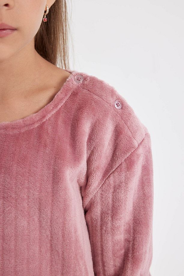 Kız Çocuk Pijama Takımı Polar Uzun Kollu Üst Uzun Alt D1088a824wn - 4