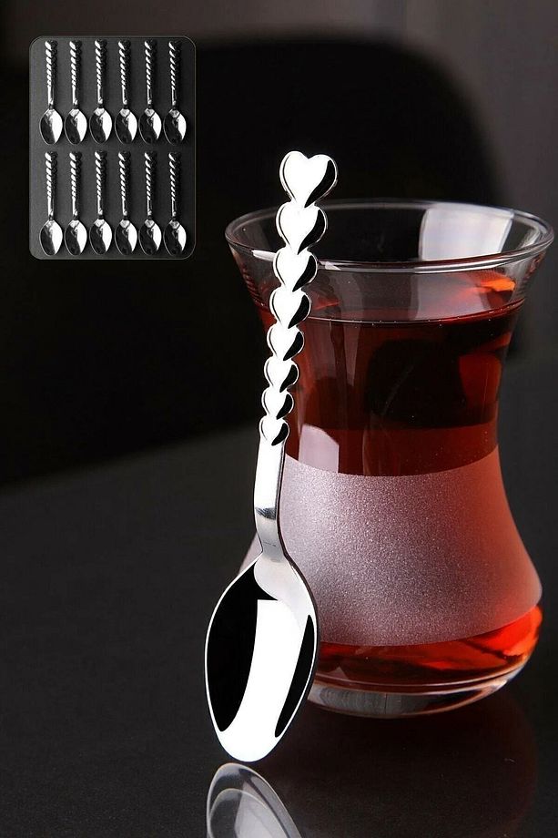 12 Adet kalpli Paslanmaz (Lüx Çay Kaşığı Çubuk model) - 2