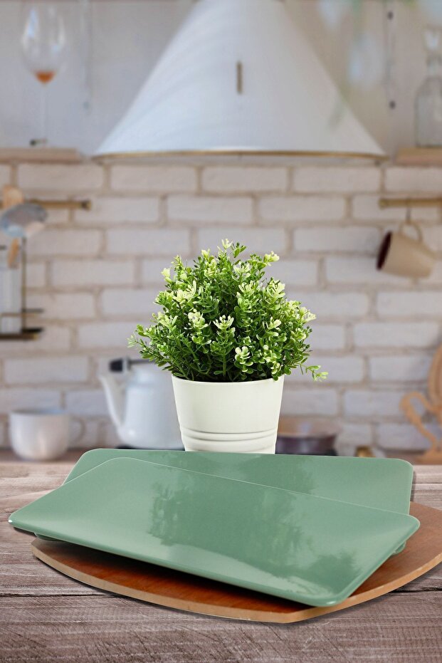 Green Siera Boat Plate 33 Cm 2 Pieces 326