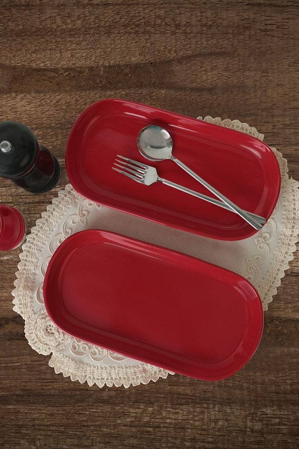 Kırmızı Noyan Kayık Tabak 28 Cm 2 Adet 506 - 3