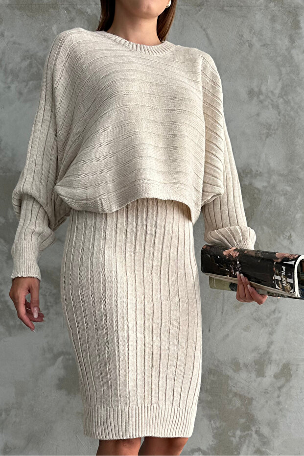 Stone Bat Sleeve Double Knit Suit/Sweater