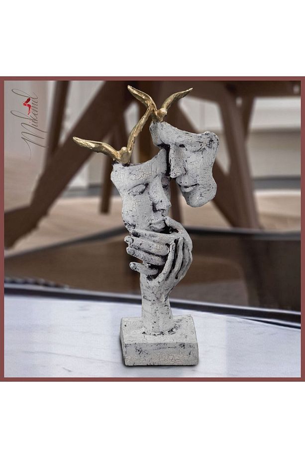 Soyut Modern Sanat Heykeli – Altın Yapraklı Yüz Tutan El, Ev Dekoru – Mükemel orijinal tasarım - 5
