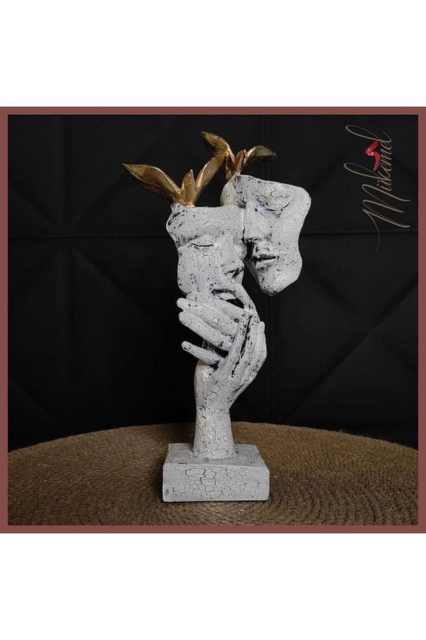 Soyut Modern Sanat Heykeli – Altın Yapraklı Yüz Tutan El, Ev Dekoru – Mükemel orijinal tasarım - 6