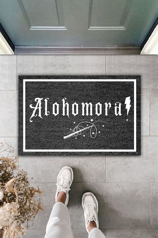 Modern Dijital Baskı Siyah Harry Potter Alohomora 70x45cm Kapı Önü Paspası - 1