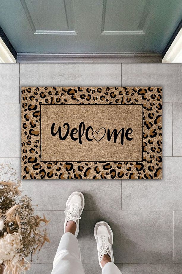 Modern Dijital Baskı Paspas - Leopar Welcome Door Mat - Kapi Onu Paspasi - 2