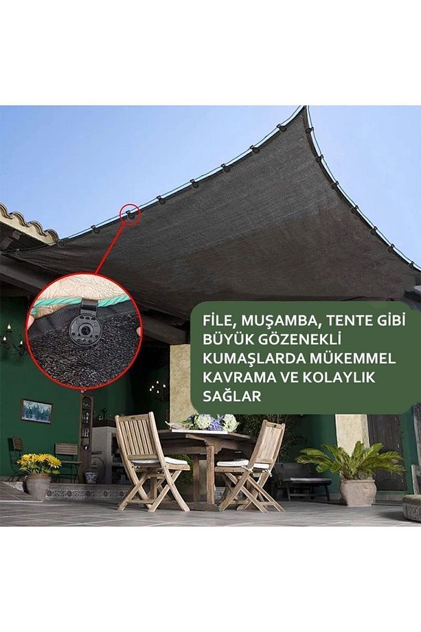 50 Adet - File, Branda, Güneşlik, Karavan Çadırı, Muşamba Klipsi - Sabitleme Kelepçesi - 2