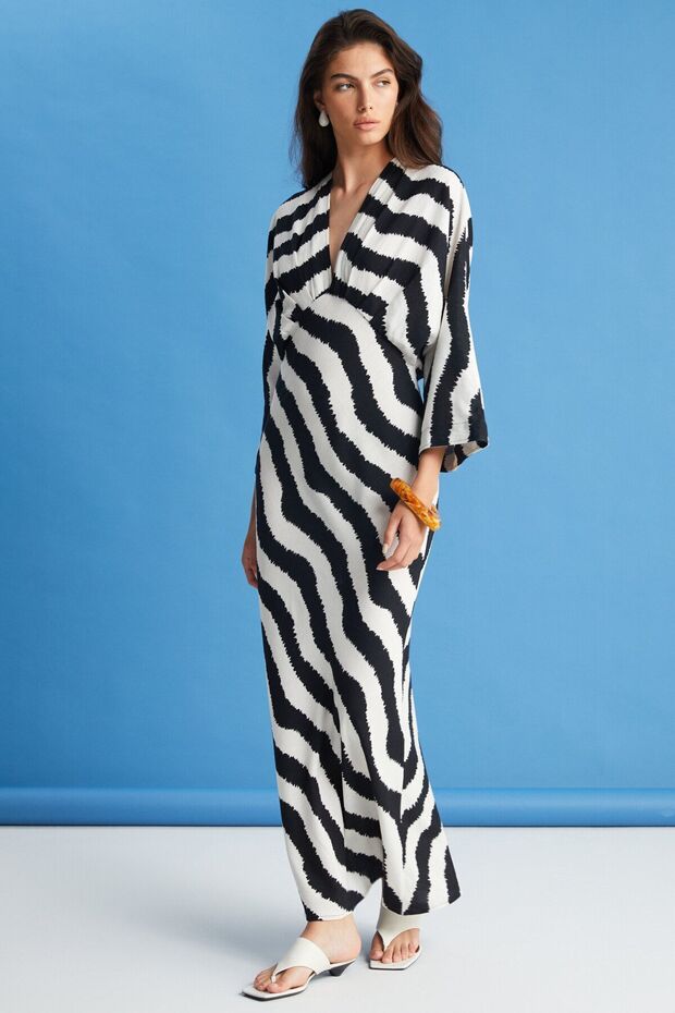 Zebra Desenli Elbise - 7