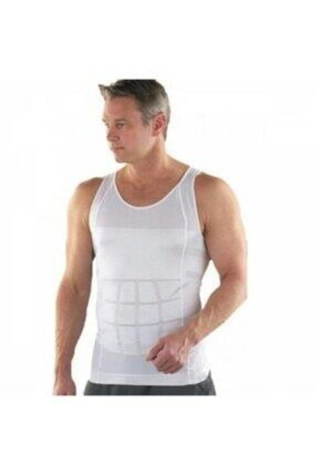 White Men's Slim Fit N Lift Corset - Slimming Belly and Toning Tank Top