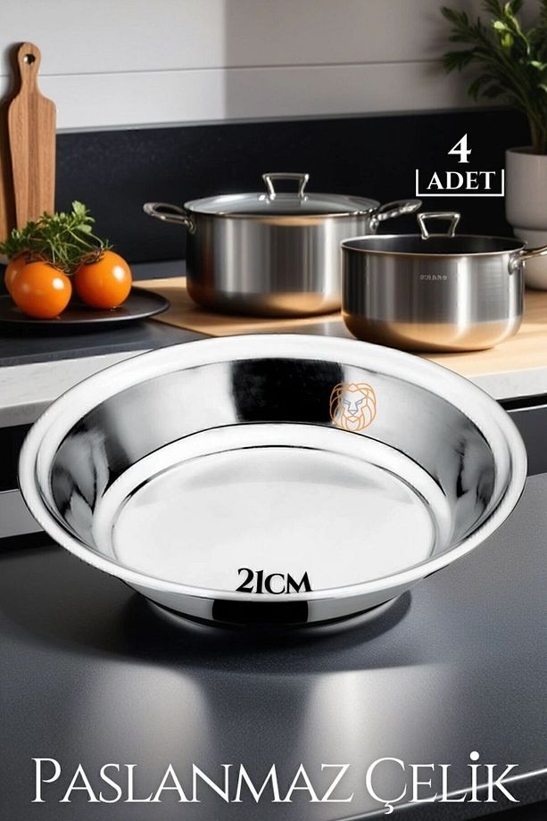 21 cm 4 LÜ Tabak Seti Paslanmaz Çelik B.Caprio Design - 1