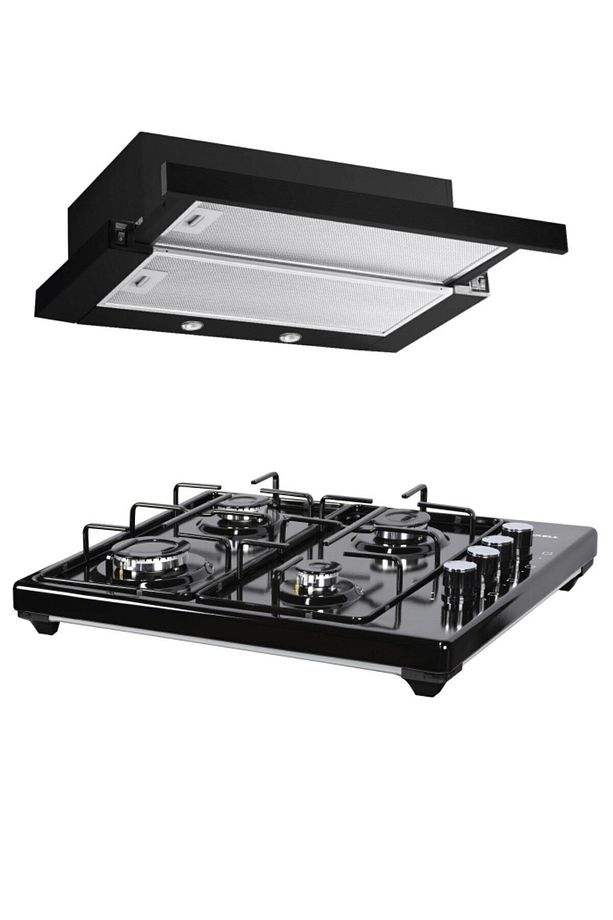 Siyah Aspiratörlü Set Üstü Ocaklı Takım DS6-905 Aspiratör + LX-420F Ocak - 1