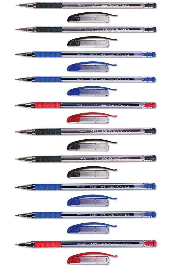 1425 Ballpoint Pen 10pcs-4black-4blue-2red