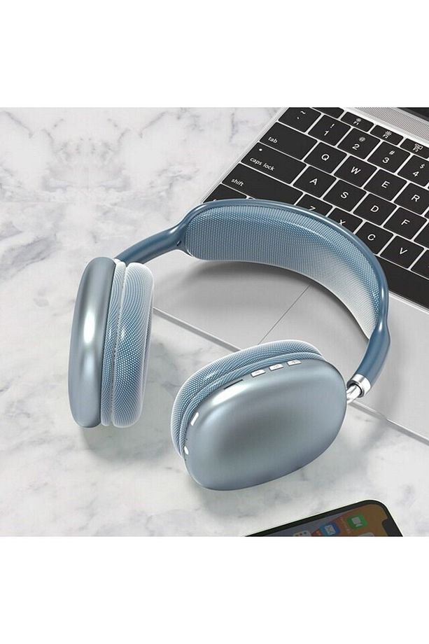 P9 Air Kablosuz Bluetooth 5.0 Wirelles Mikrofonlu Kulaklık Stereo Mavi - 2