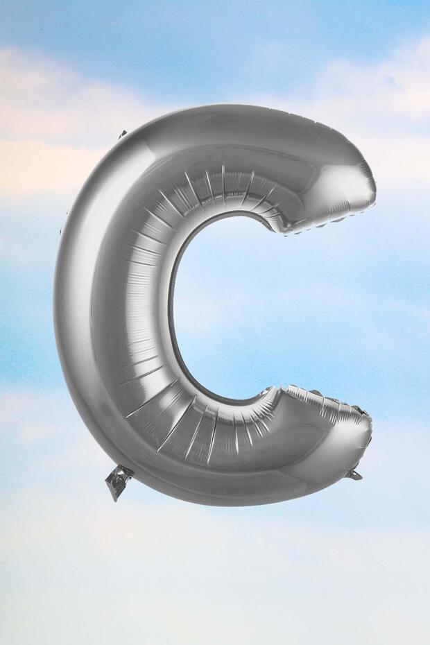 Letter C Silver Foil Balloon 100 Cm 40 Inches 1 Meter Silver