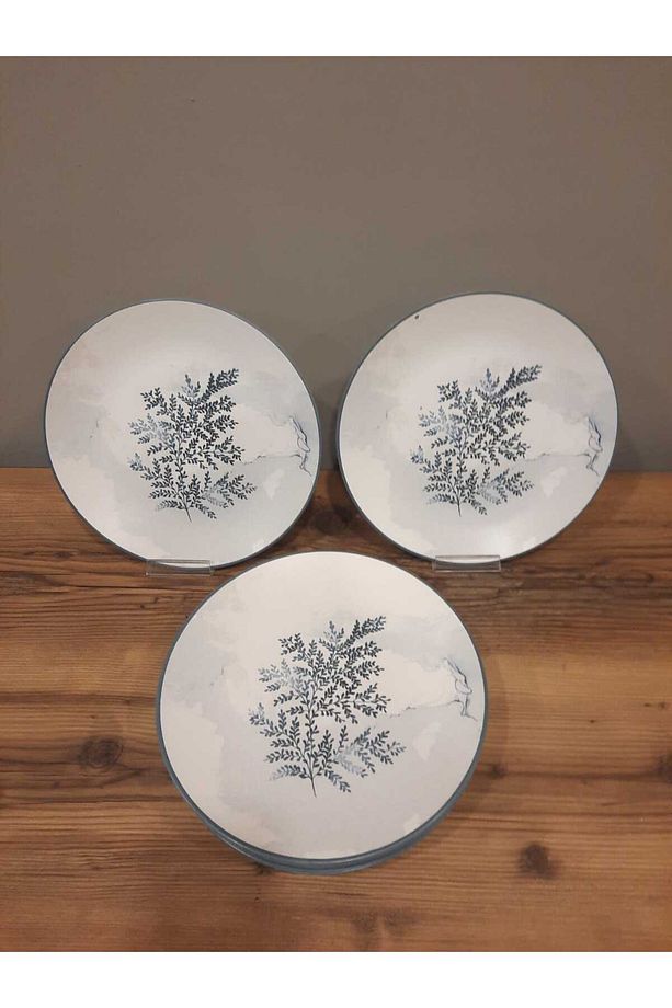 KERAMİKA SERVİS TABAĞI 26 CM 6 ADET MAT DESENLİ - 1
