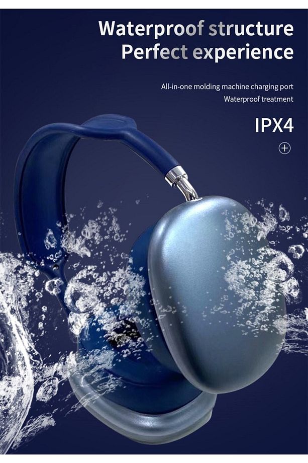 P9 Air Kablosuz Bluetooth 5.0 Wirelles Mikrofonlu Kulaklık Stereo Mavi - 5