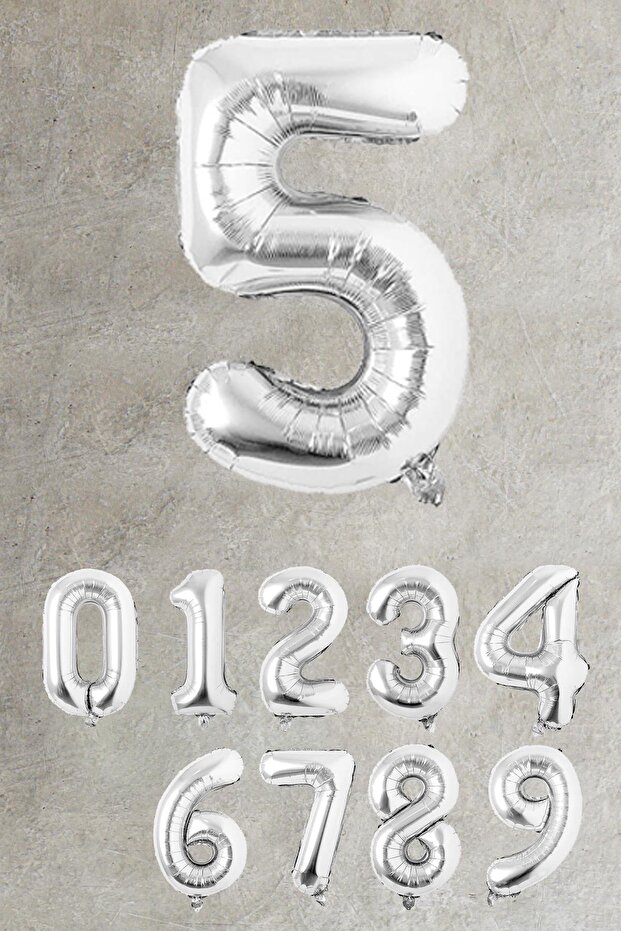 Silver Number Foil Balloon, Large Size Silver Number Balloons 100cm (40 inches)