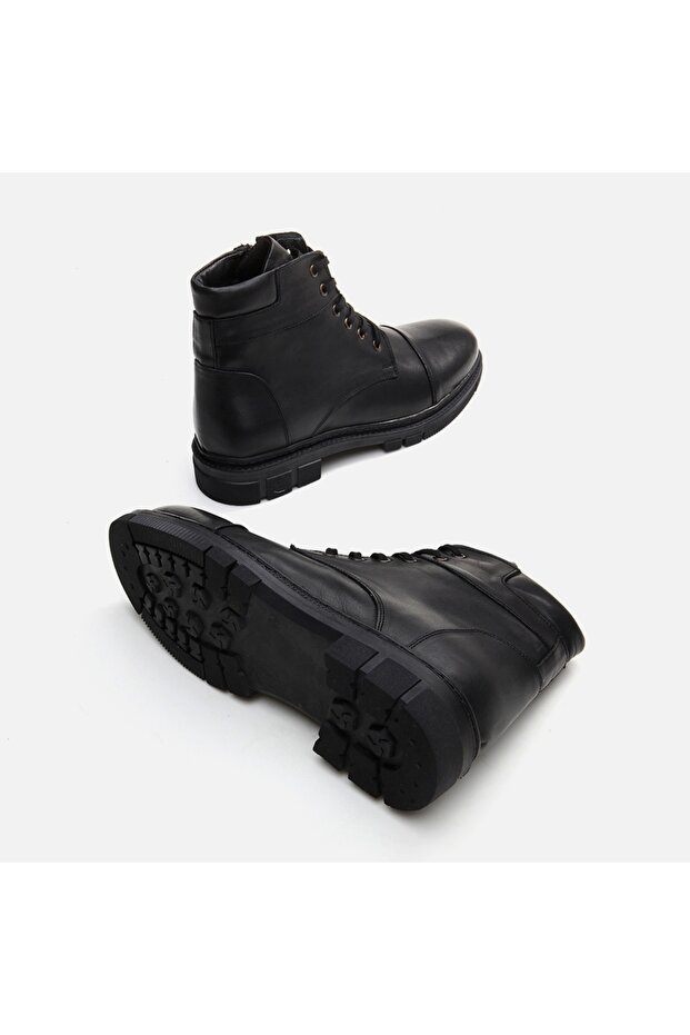 Hakiki Deri Yaya Siyah Bot & Bootie - 6