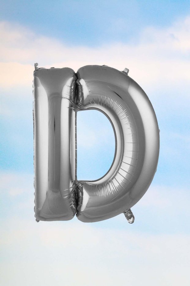 Letter D Silver Foil Balloon 100 Cm 40 Inches 1 Meter Silver