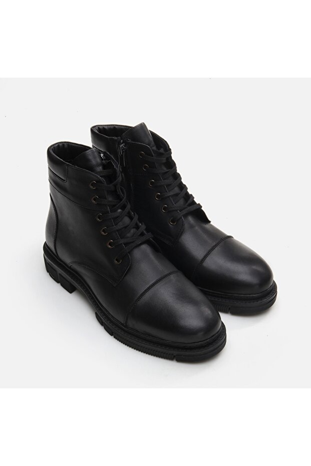 Hakiki Deri Yaya Siyah Bot & Bootie - 2