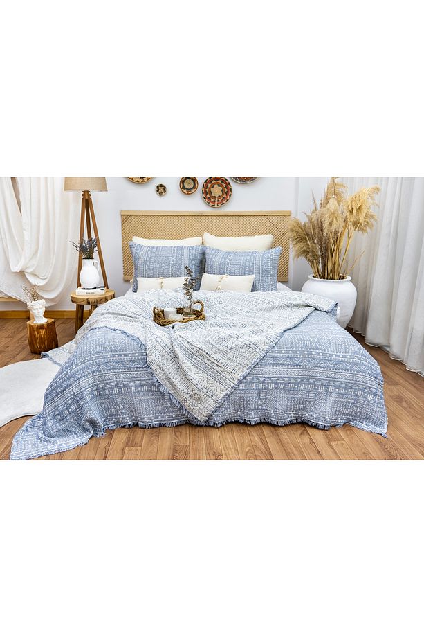 Aztek Desen 4 Katlı Multi Muslin %100 Pamuk Tek Kişillik Yatak Örtüsü 160x240cm - 3