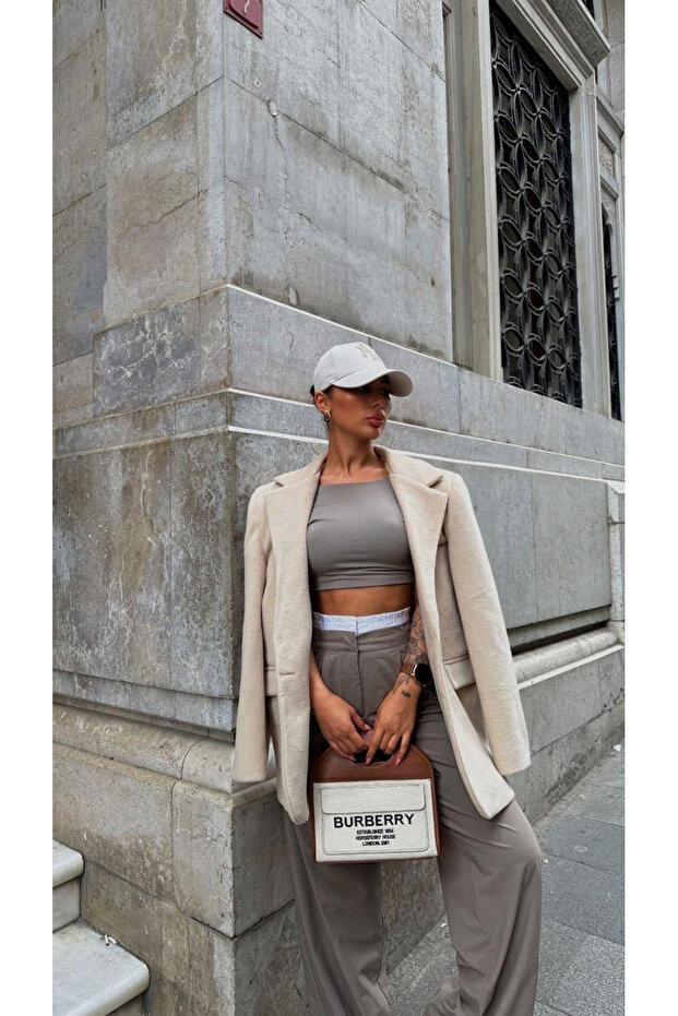 Oversize Stamp Blzer - Buttoned, Loose Lined, Equivalent Pinterest Model, Coat Jacket - 8