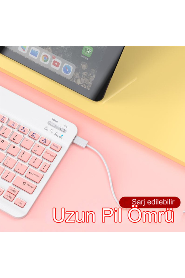 Kablosuz Klavye Ve Mouse Seti Bluetoothlu Şarj Edilebilir Windows İos Android Telefon Tablet Uyumlu - 4